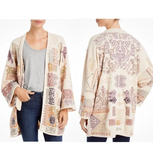 Johnny Was Biya Fenella Embroidered Open Front Cardigan Sweater in Alabaster - Picture 4 of 15
